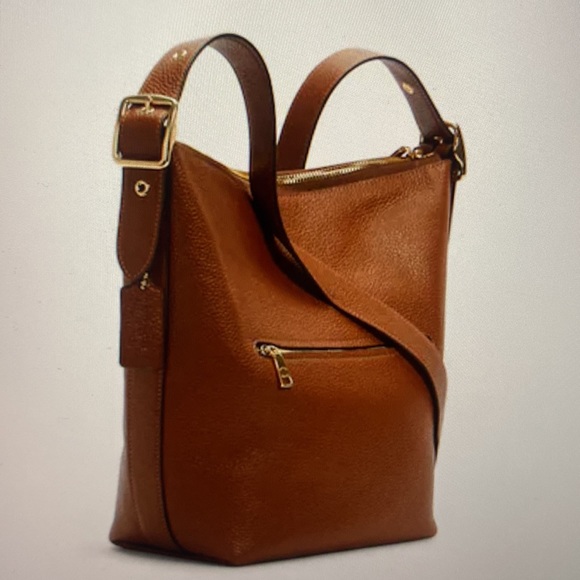 HP🎉 COACH Val Duffle, Shoulder or Crossbody, Redwood Brown, Pebble Leather, NWT - Picture 4 of 15